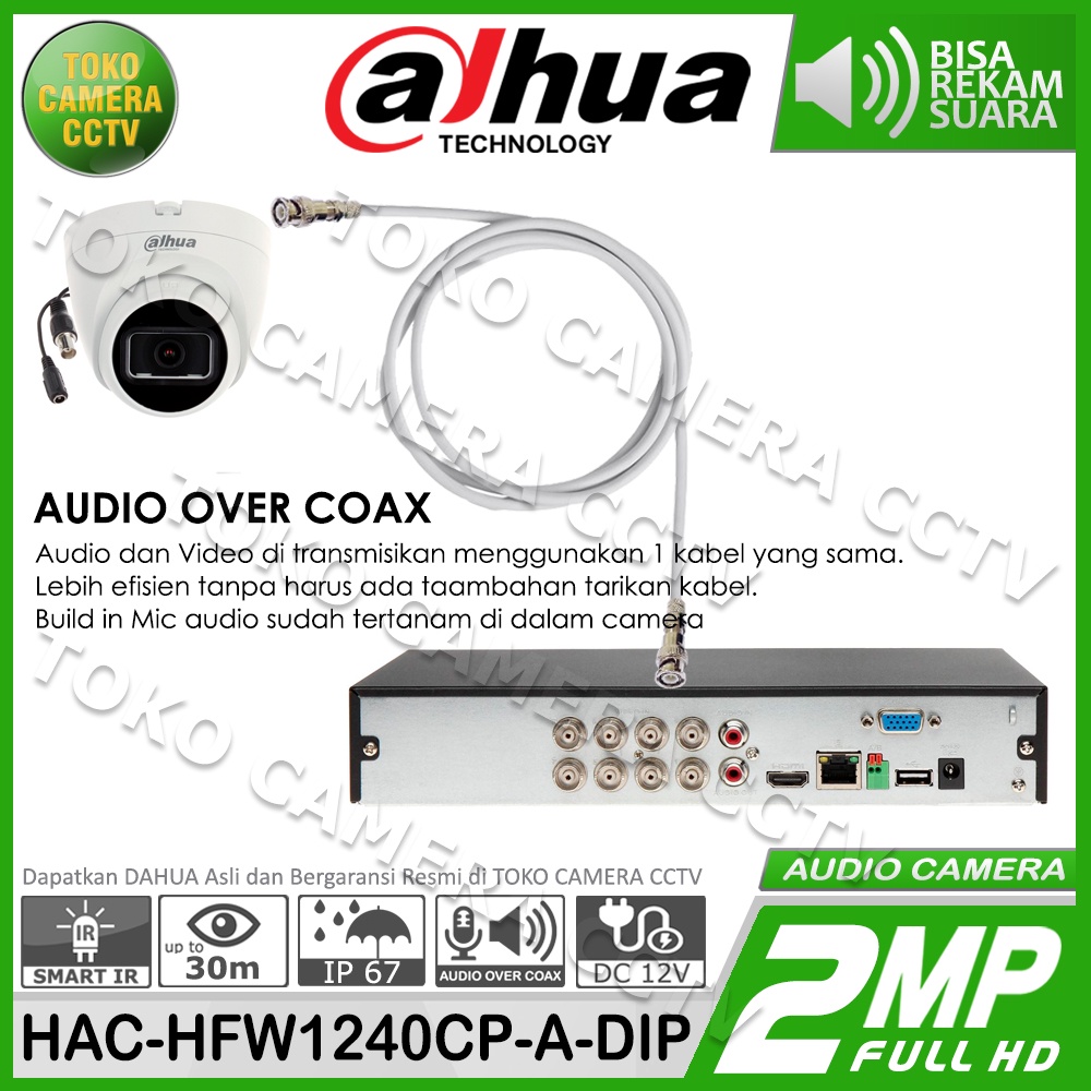 KAMERA CCTV OUTDOOR DAHUA 2MP MIC AUDIO CAMERA DAHUA 2MP AUDIO