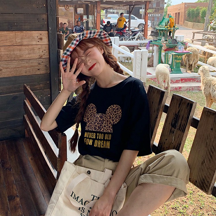 TBI Kaos Mickey To Dream T-Shirt Oversized Lisa Blackpink Loose Shirt