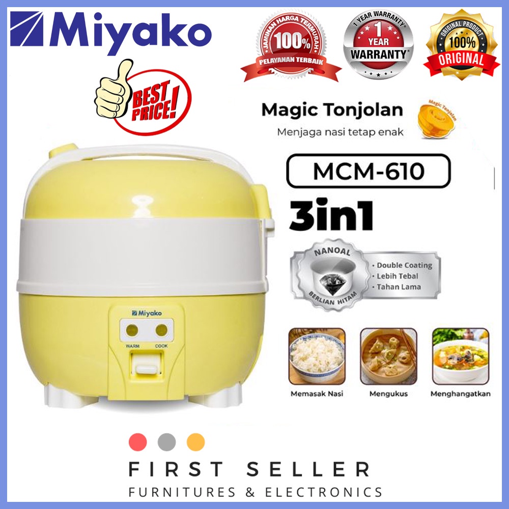 MIYAKO RICE COOKER / MAGIC COM MCM 610 / MCM-610 (1 LITER) GARANSI RESMI