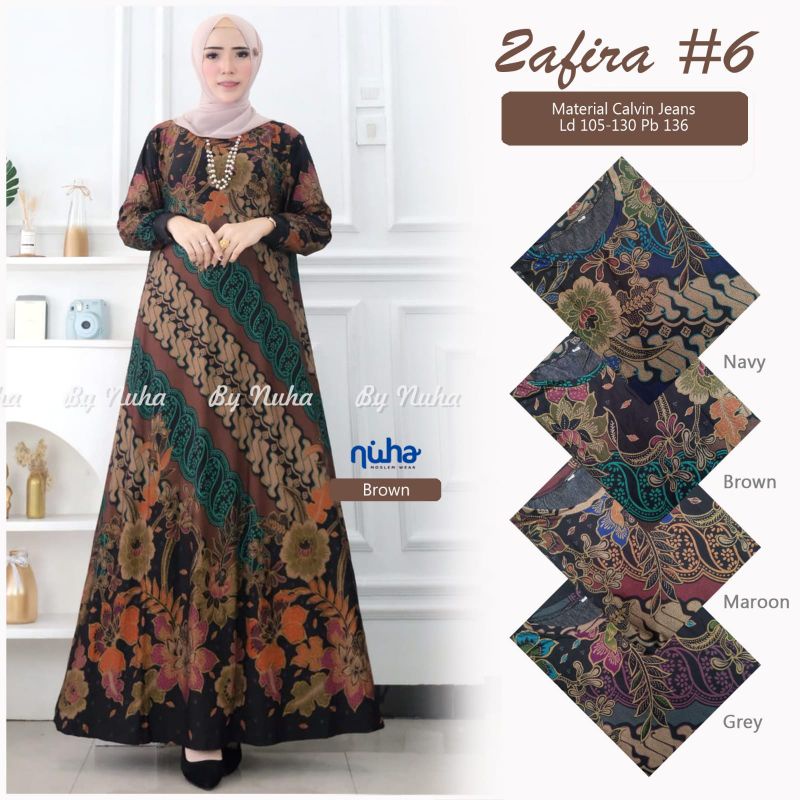 ZAFIRA#6 DRESS MUSLIM MOTIF BATIK BY NUHA