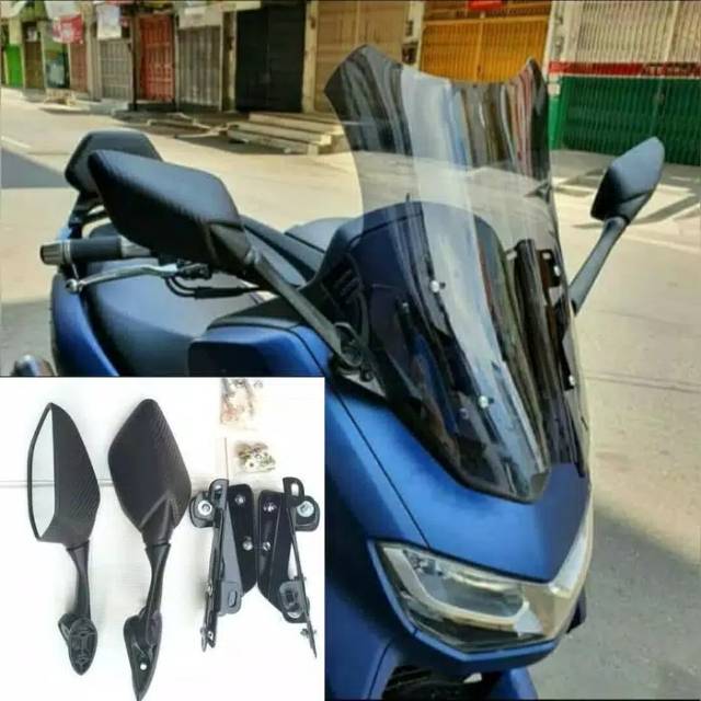 Paket Spion Nmax New 2020 Model R25 Tangkai Tanggung Nemo + Breket Serpo &amp; Baut Anti Jebol