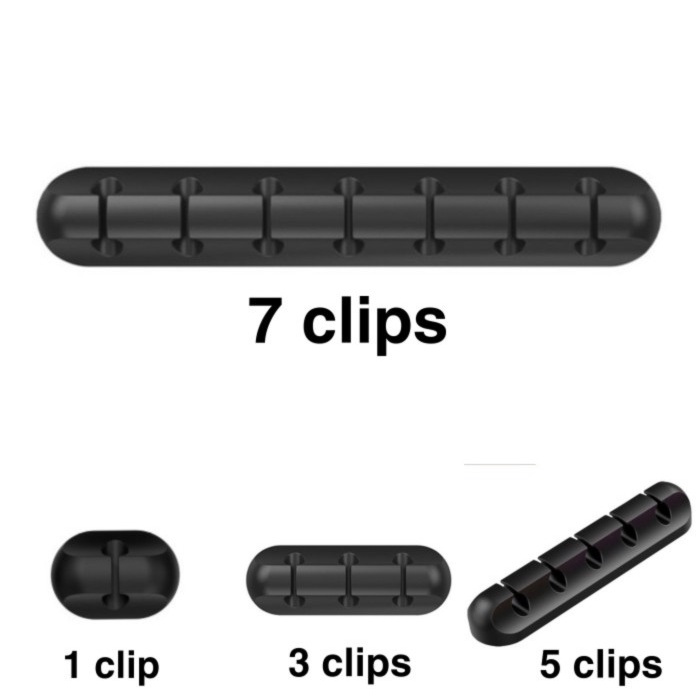 

perekat-pengikat- cable organizer kabel management clip system silicone 1/3/5/7 slots - clips 7