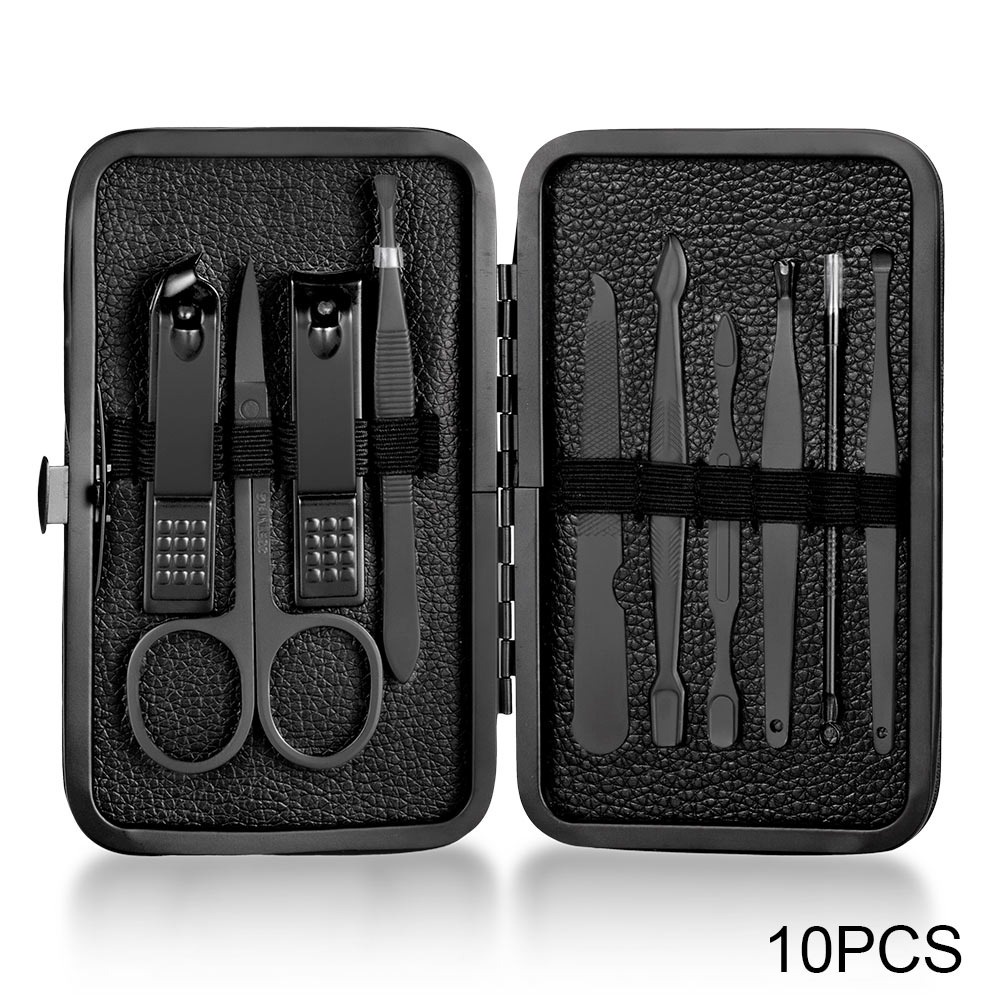 Perlengkapan Gunting Kuku 10 PCS Manicure Pedicure Cutters Nail Clipper - Black