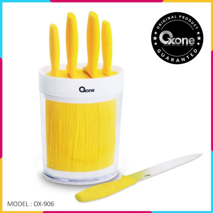 

Pisau Oxone OX-906 6Pcs Oval Knife Block with Bristle - Kuning