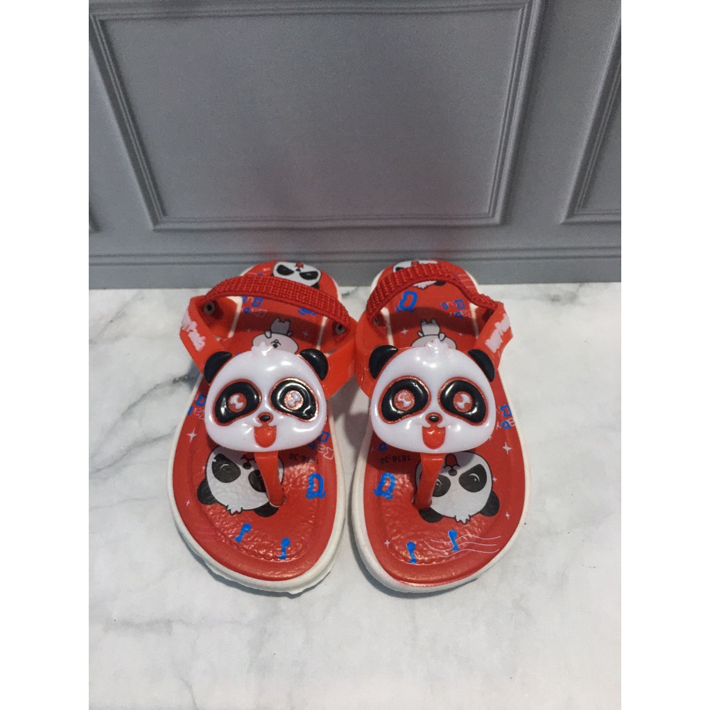 JJ-1816-30 Sandal Bunyi Cit Cit Anak Tali Elastis Karakter Panda / Sandal Jepit Bunyi Import Ukuran 24-29