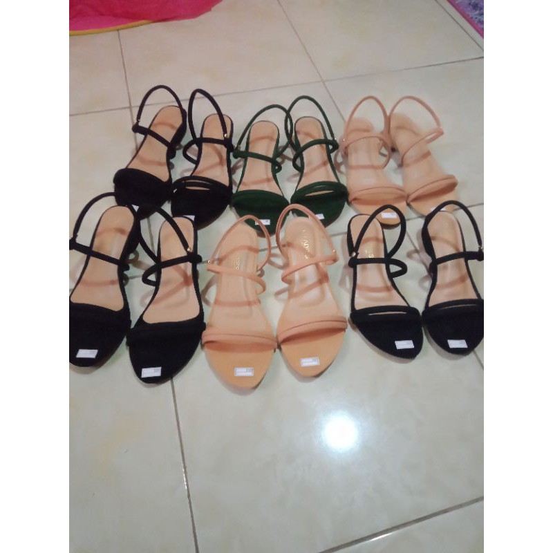 SANDAL wanita hak yoan hels 3cm tali silang teplek mona