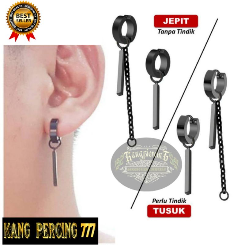 ANTING KOREA HITAM TERBARU BTS TINDIK DAN JEPIT