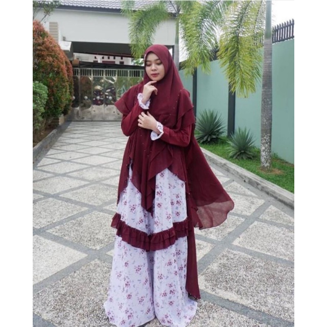 [Madenia Syar'i_Masya] Gamis Syar'i Terlaris Viral Aliana Maroon