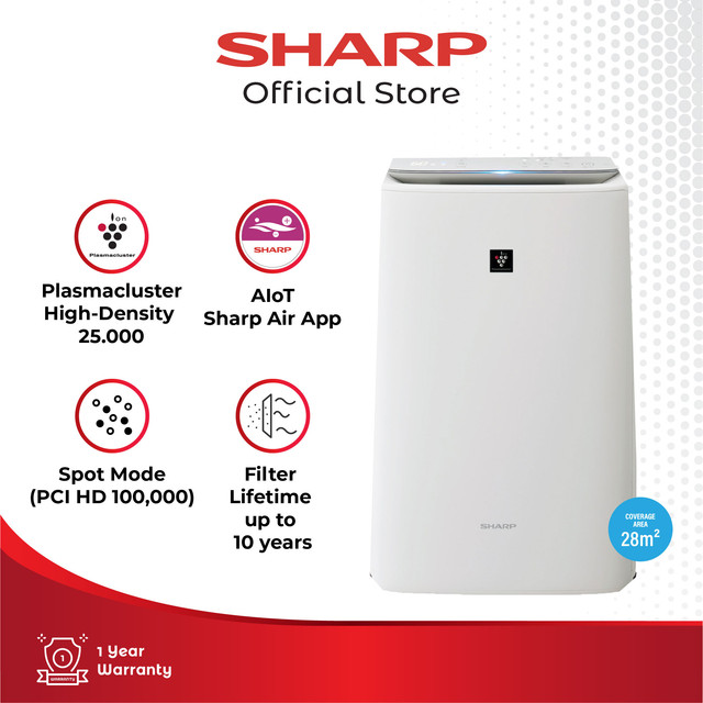 Sharp Air Purifier with Humidifier Coverage Area 28 m2 - KI N40Y W (White)