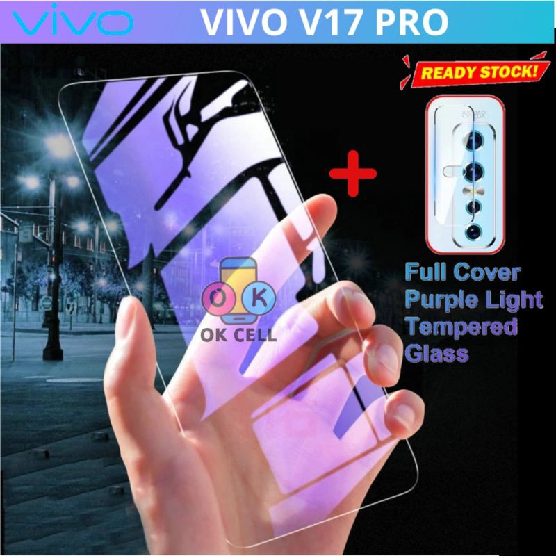 2in1-Tempered Glass Anti Blue Light Layar Kamera Vivo V17 Pro TG Anti Gores Radiasi Screen Protector