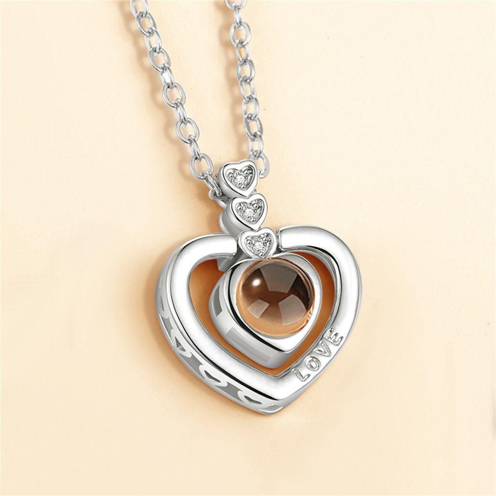 R-flower Projection Necklace Jewelry Collier Pendant Hari Valentine Masa Kini Kristal Romantis I love You