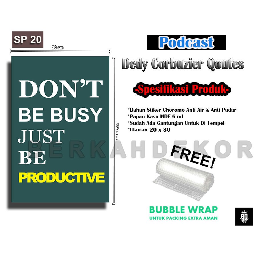 PODCAST SMART PEOPLE 20 Qoutes Deddy Corbuzier / Hiasan Dinding / Dekorasi Dinding / Pajangan Rumah