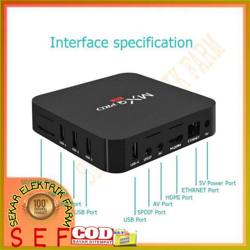 ANDROID TV BOX RAM 2GB MEMORY 16GB HDD 4K 1080P STB ANDROID BOX MX PRO 5G Android Terbaru