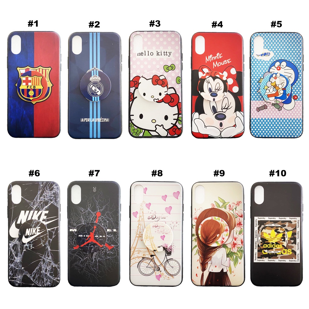 Softcase Hp iPhone X Fuze Silicon Case Gambar Cartoon Casing Original Soft Case + Pop Socket