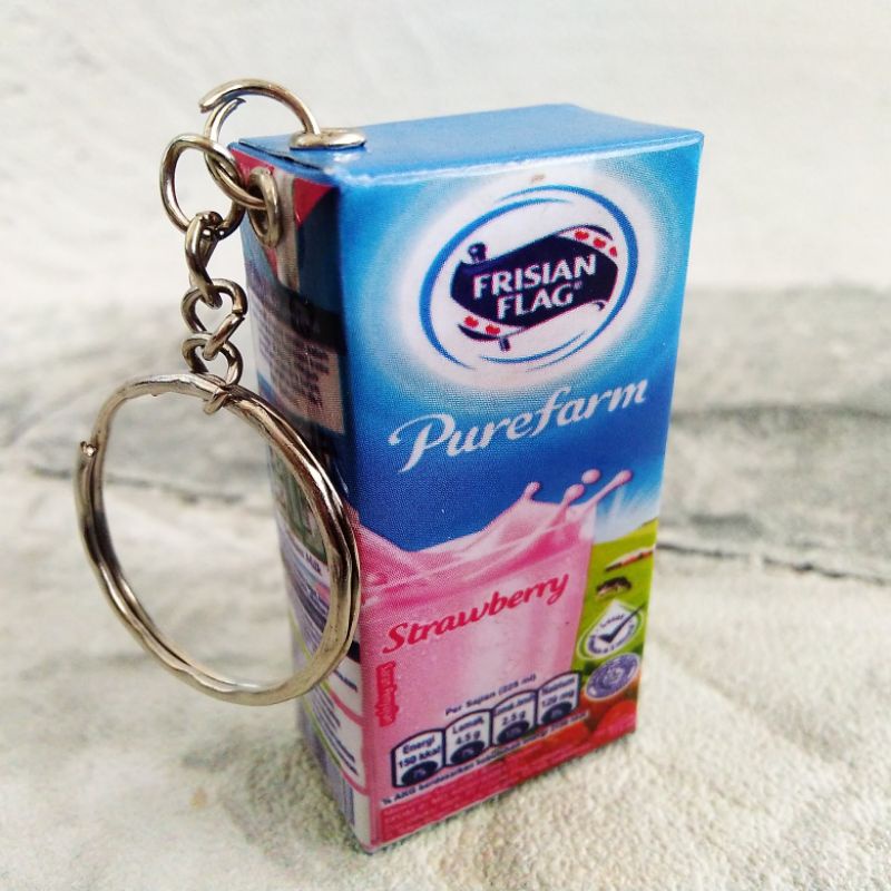 GANTUNGAN KUNCI UNIK MURAH MINIATUR KOTAK MINUMAN-Frisian Flag Strober