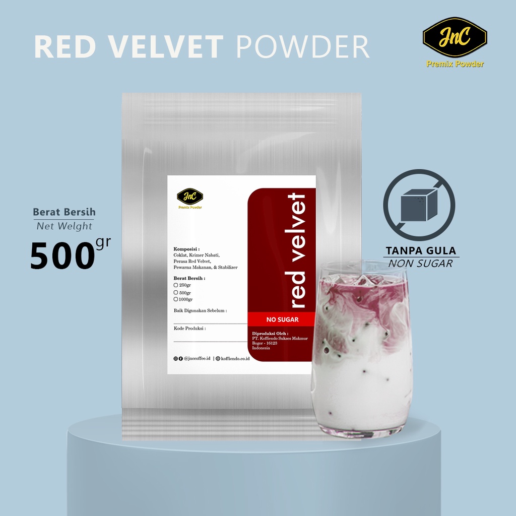 JnC Red Velvet Tanpa Gula 500gr / Bubuk minuman Red Velvet