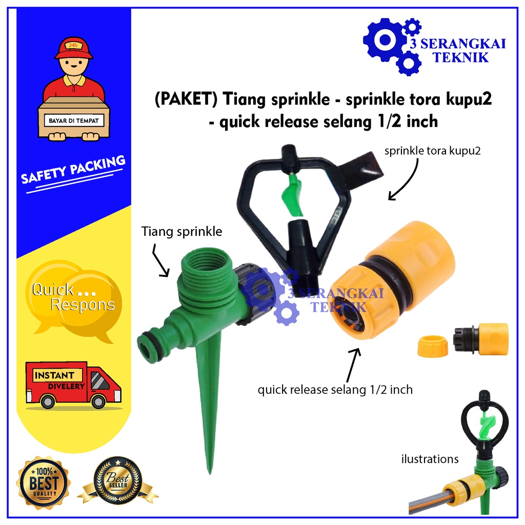 Tiang sprinkle - sprinkle tora kupu2 - quick release selang 1/2 inch