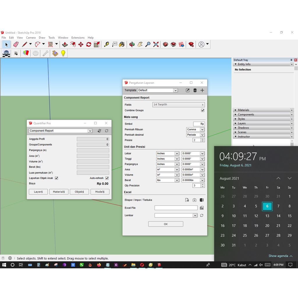 Quantifier Pro Plugins untuk Sketchup 2019