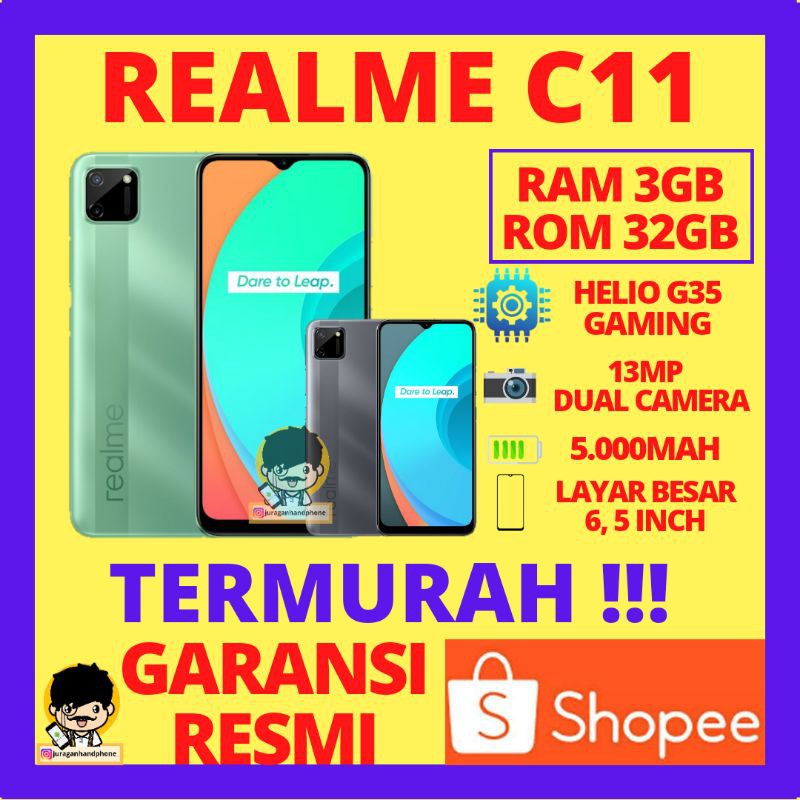 REALME C11 RAM 3GB INTERNAL 32GB GARANSI RESMI HP REALMI