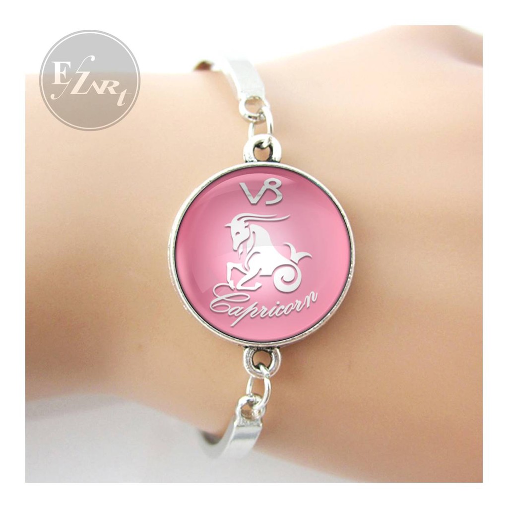 TERBARU! TEMA PINK GELANG ZODIAK BANGLE KONSTELASI 12 ZODIAC HOROSCOPE STAINLESS STEEL UNTUK WANITA