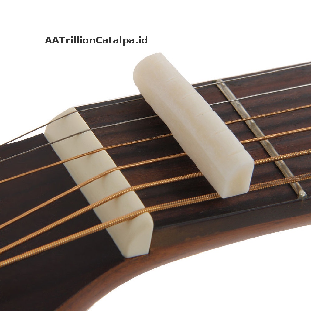 Bridge Saddle Dan Slotted Nut Ivory Buffalo Bone Untuk Gitar Akustik 6 Senar