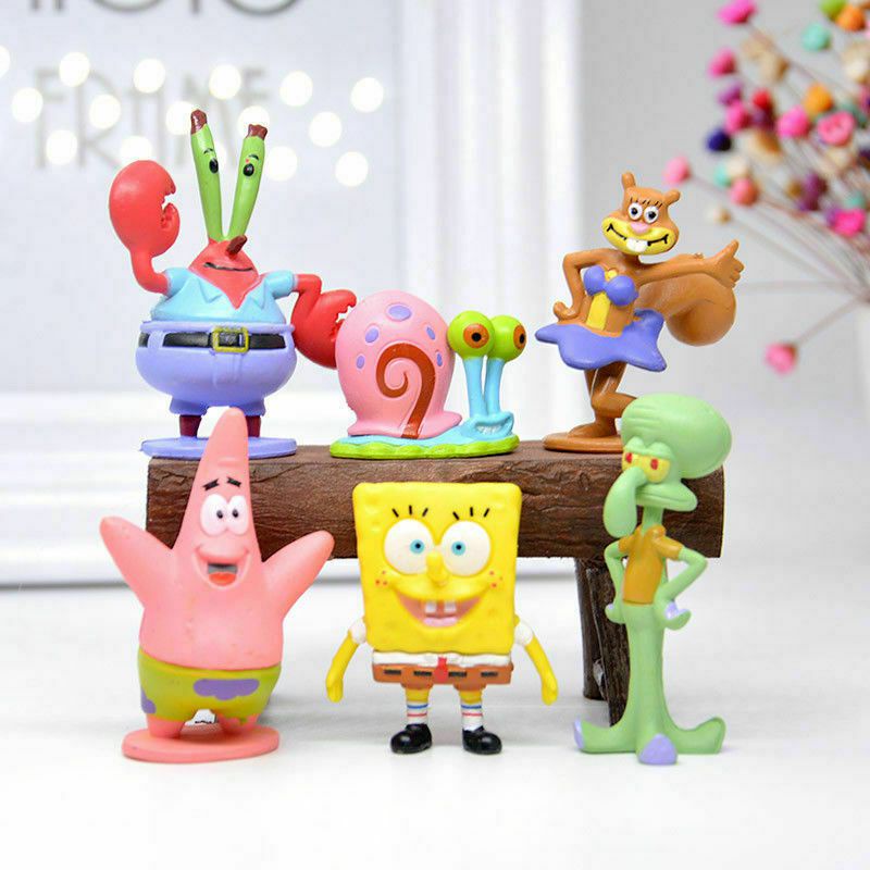 50pcs Spongebob Squarepants Set Mainan Pajangan Miniatur Hiasan Kue Cake Topper