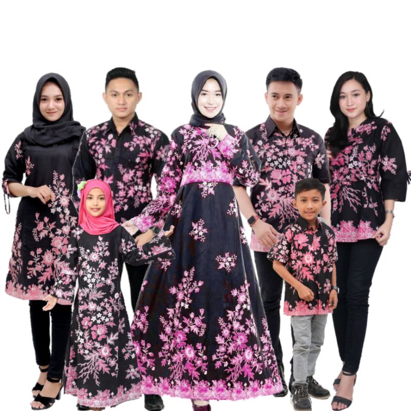 Couple batik set keluarga BAJU BATIK KELUARGA SARIMBIT motif cibulan ungu ori BCP