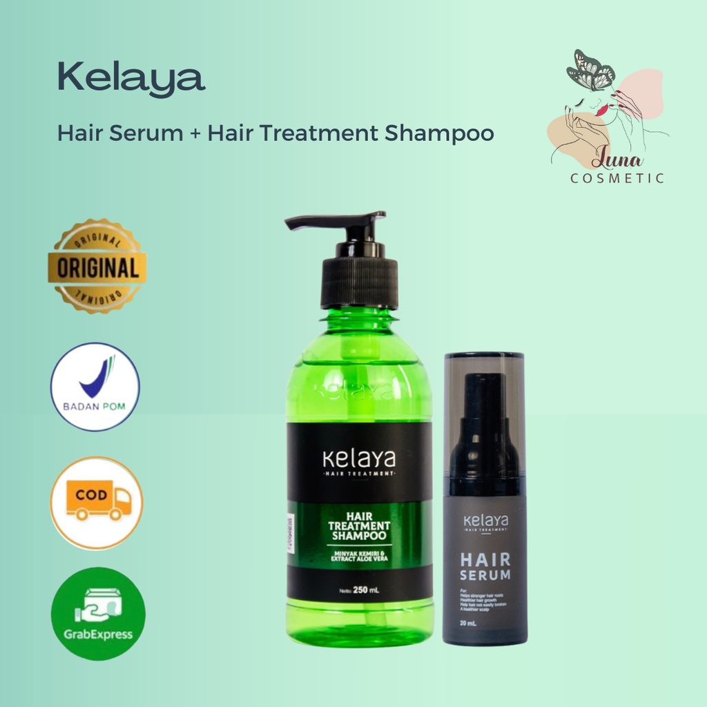 PROMO 1 botol Kelaya Hair Treatment Shampo + 1 botol Hair Serum / Paket Rambut Rontok