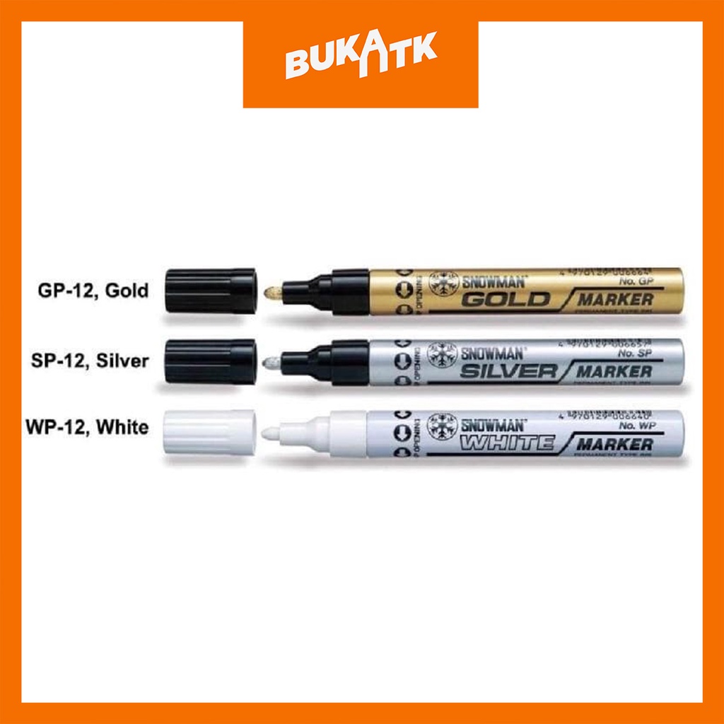 

Spidol Snowman Paint Marker WP-12 / SP-12 / GP-12 PUTIH/EMAS/SILVER