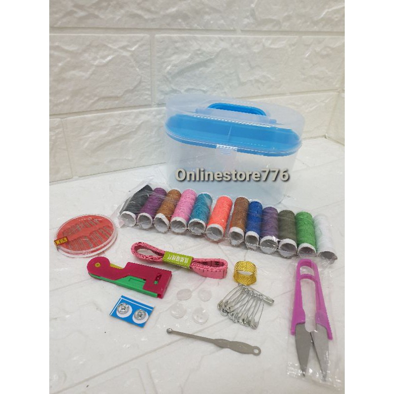 Set Alat Jahit Set Peralatan Benang Jarum Lengkap Sewing Box Plastik