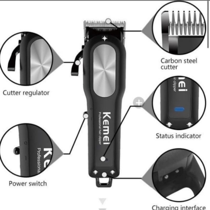 Alat Cukur Rambut Cas Hair Clipper Rechargeable Kemei KM 2604 ORIGINAL