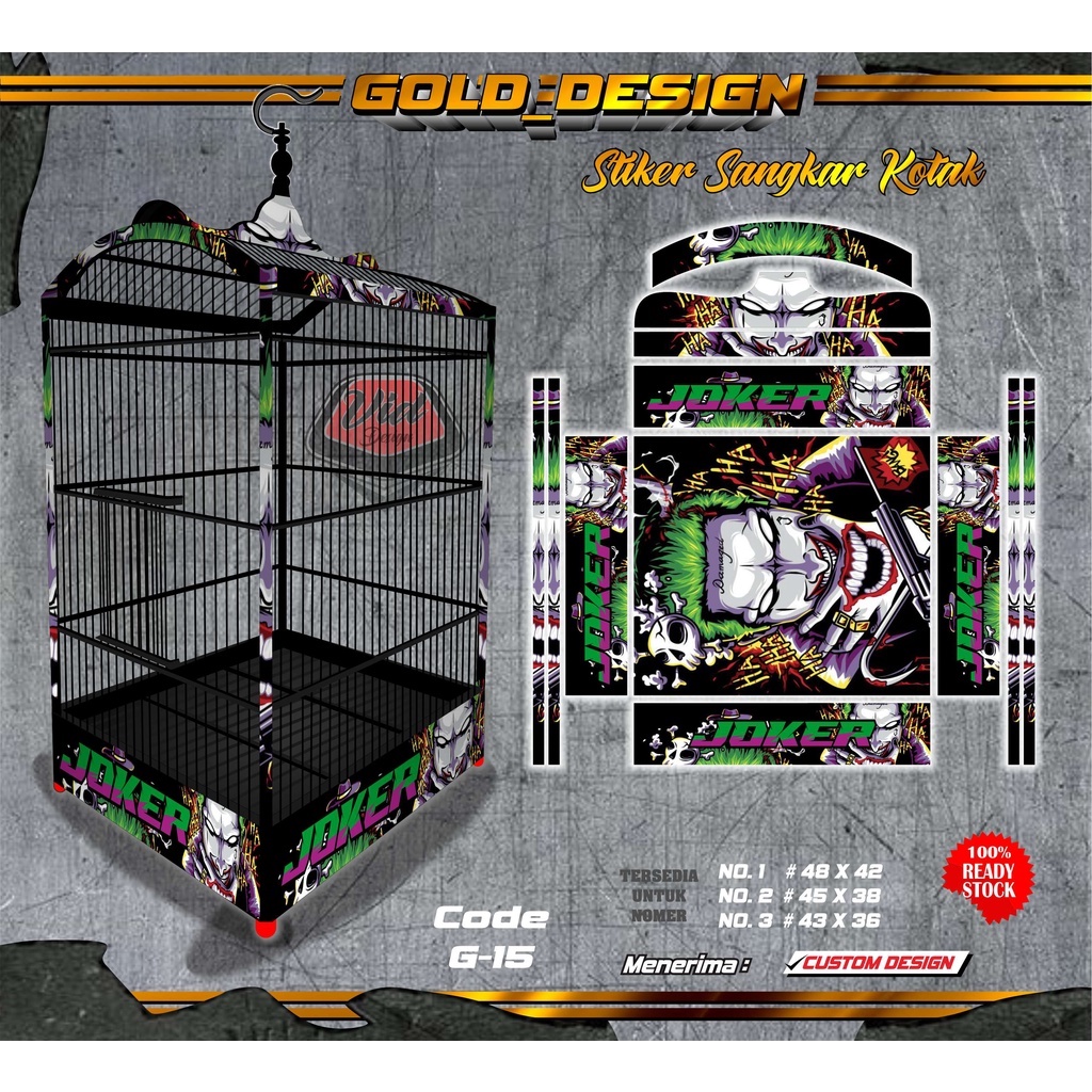 Decal Sangkar Kotak Stiker Kandang Kotak Oriq Jaya No 1 2 3 Motif Joker