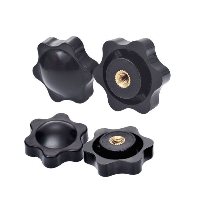 CRE  10PCS M5 M6 M8 M10 Plum Hand Tighten Nuts Handle Thread Star Mechanical Thumb Nut Manual Clamping Knob Black