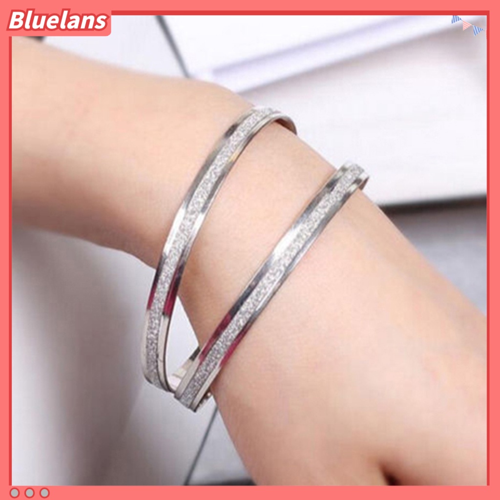 Bluelans Bangle Exquisite Fadeless Women Simple Middle Frosted Circle Bracelet Dating