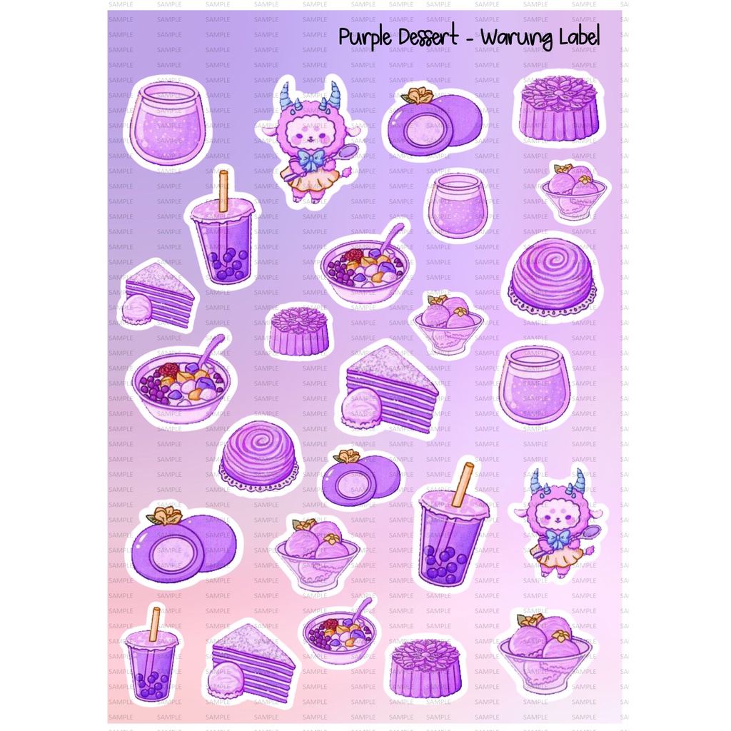 

Sticker purple dessert - sticker deco - bullet jurnal - sticker lucu - sticker murah - bujo - sticker anti air