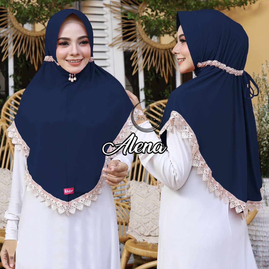 Jilbab Instan  Jersey Super Premium Hijab bergo Serut Alena Renda Import Kerudung Instan Safa Hijab