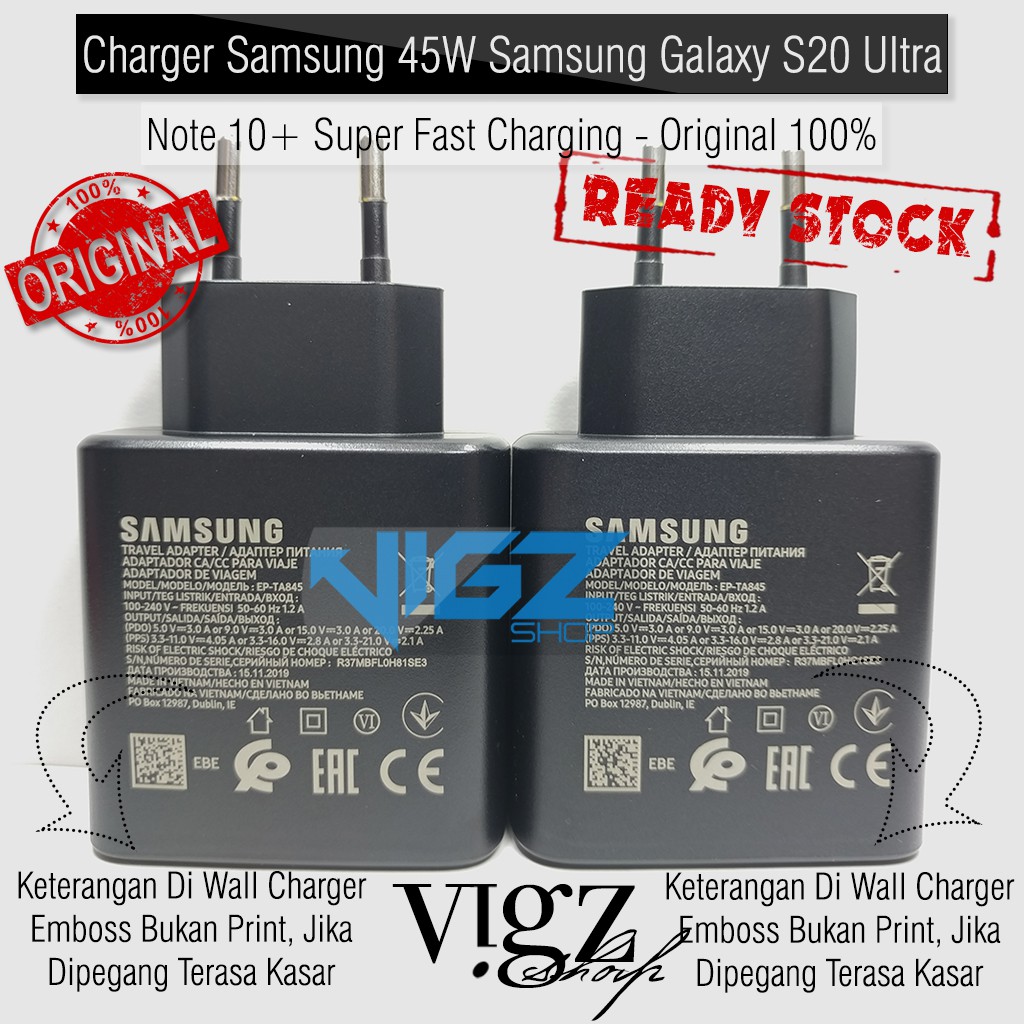 Jual Charger Samsung 45W Samsung Galaxy S22 Ultra S22+ S20 Ultra Tab S7