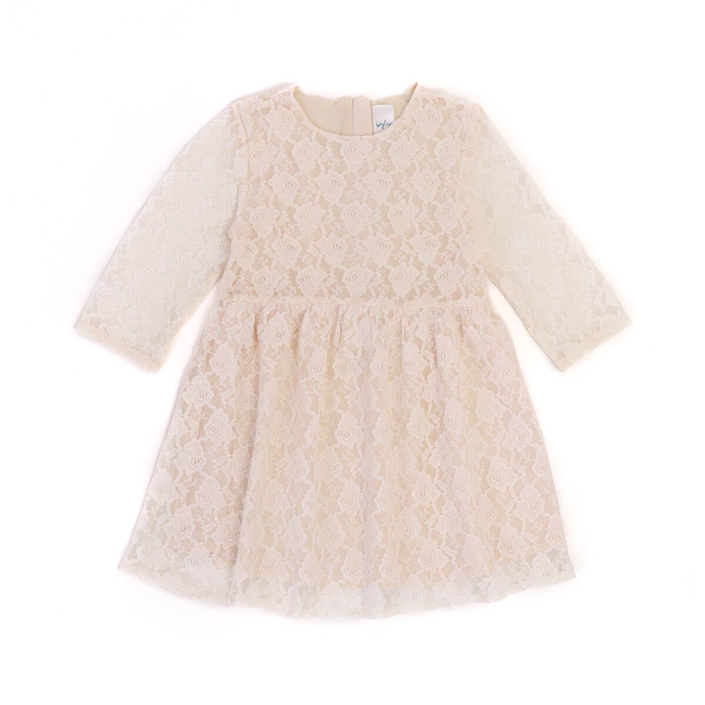 Dress Anak Putih Gading Brokat Motif Bunga | Ivory Lace Dress 5-6t