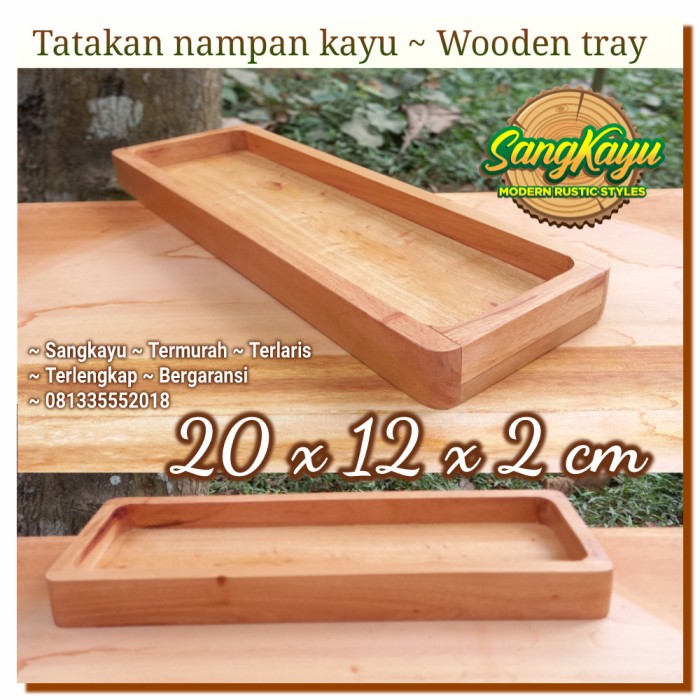 Nampan kayu kotak 20x12x2cm wooden tray tatakan nampan gelas kopi