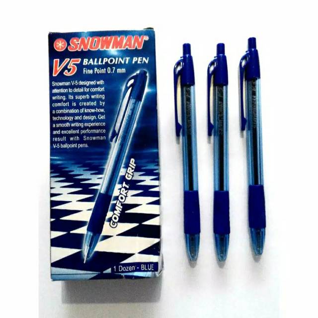 

Ballpoint / Bolpen Snowman V5 0.7mm Biru 1 Pack (12pcs)