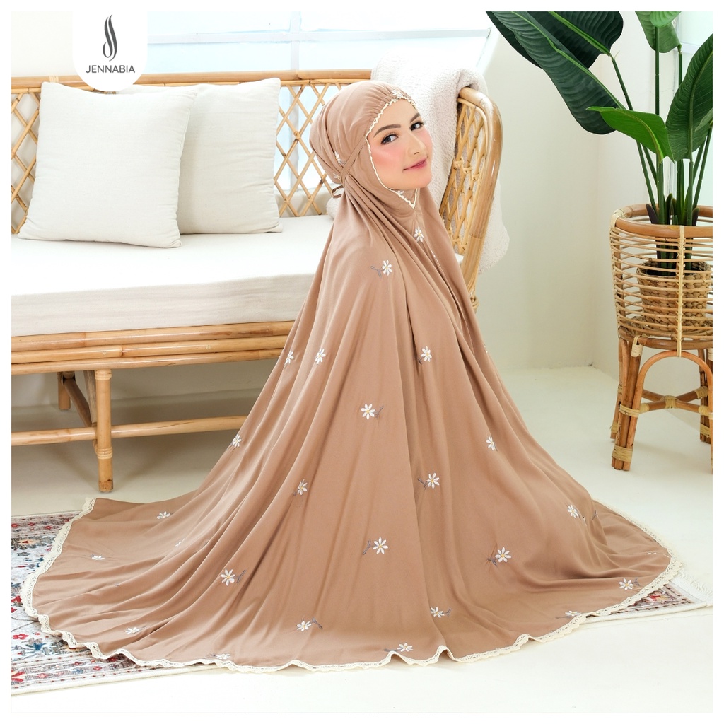 JENNABIA - Mukena Dewasa Rayon Premium Bordir Cantik Floral Daisy