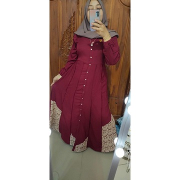 Gamis Emos bahan ity crepe premium kombinasi Renda Prada