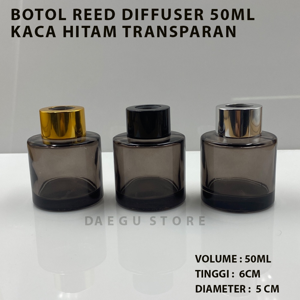 Botol Reed Diffuser 50ml Hitam / Transparan Kaca Tebal Aromatherapy