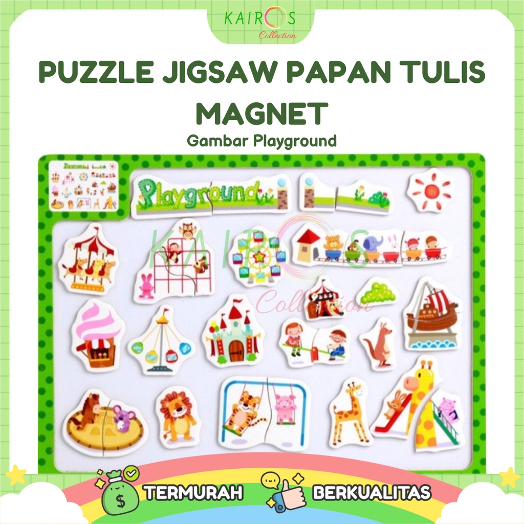 Puzzle Jigsaw Papan Tulis Magnet Gambar Kartun Anak