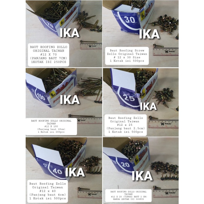 (Per Dus) Baut Roofing / Skrup Rufing 2, 3, 4, 5, 7, 10 Cm Zollo Ori