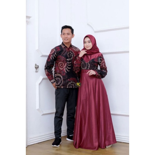 Bisa Pisah Batik Couple Keluarga Sania Ruffle Ori Ndoro Jowi TERMURAH Velvet Maroon Original Afiani - Baju batik Keluarga Sarimbit Ayah Ibu Dan Anak - Batik