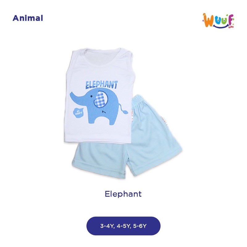 Setelan Kutung/Setelan Singlet Bayi/Anak Motif Animal (WUUF KIDS)