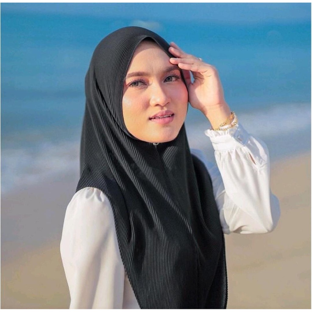 hijab instan bergo full pliskit ceruty babydoll tanpa tali