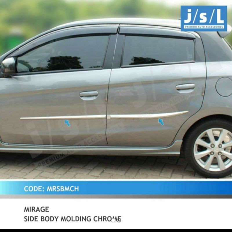 list body samping mobil Mirage chrome/ side body molding chrome jsl