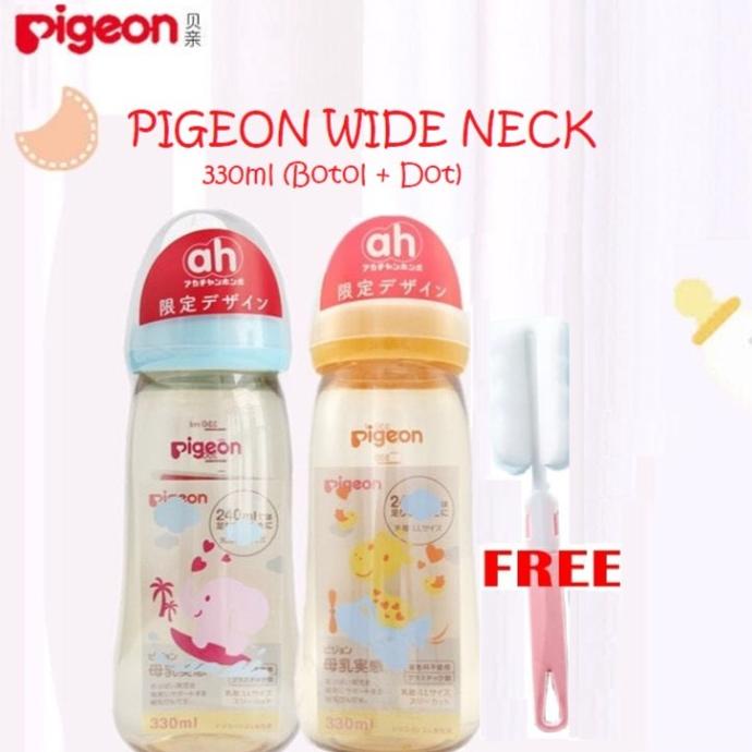 ORIGINAL PIGEON BOTOL SUSU WIDE NECK PPSU 330ML - gratis sikat/sponge